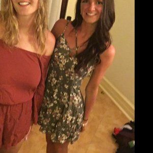 American Eagle Green Floral Summer Mini Dress